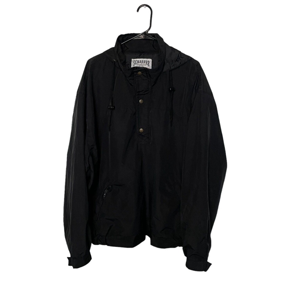 Schaefer Outfitter Anorak Jacket Men 2XL Black Nylon Pullover Hooded Jacket READ